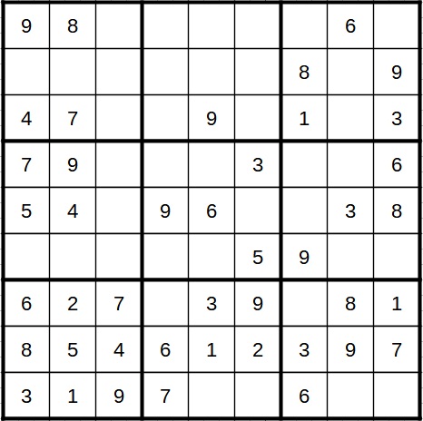 Sudoku Beispiel 1 Schritt 1